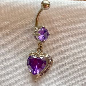 Purple Heart Stainless Steel Belly Ring